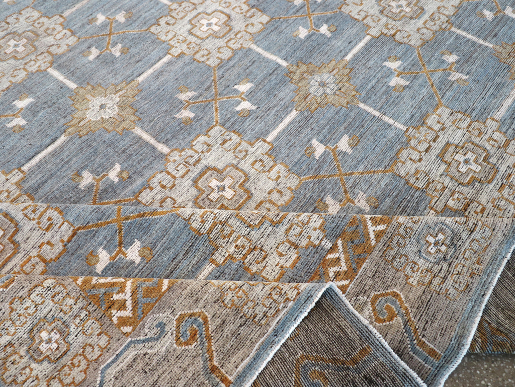 Modern East Turkestan Khotan Room Size Carpet, No.32384 - Staging