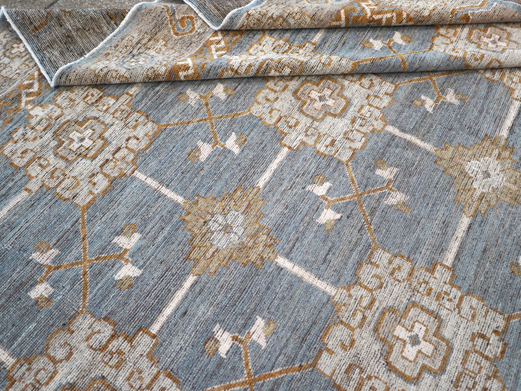 Modern East Turkestan Khotan Room Size Carpet, No.32384 - Staging