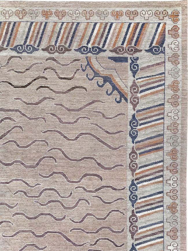 Modern East Turkestan Khotan Large Room Size Carpet, No.32385 - Staging