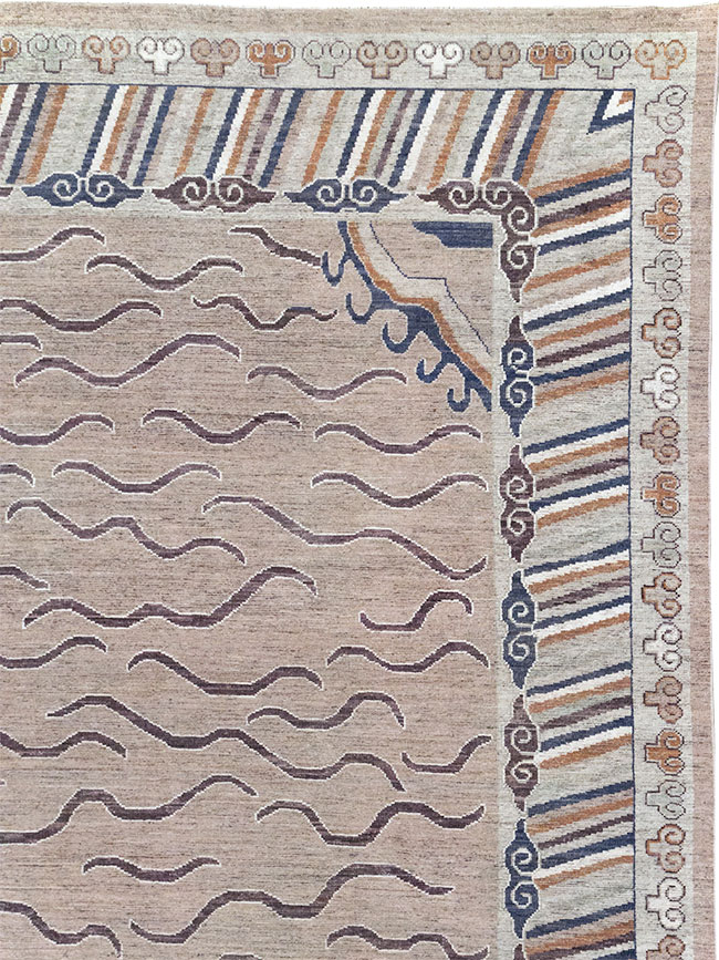 Modern East Turkestan Khotan Large Room Size Carpet, No.32385 - Staging