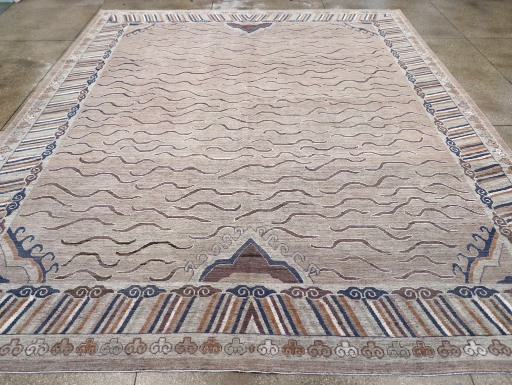 Modern East Turkestan Khotan Large Room Size Carpet, No.32385 - Staging