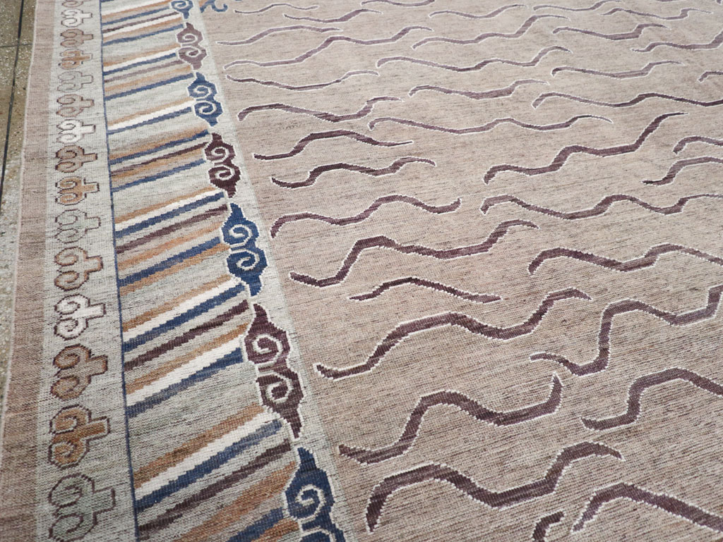 Modern East Turkestan Khotan Large Room Size Carpet, No.32385 - Staging