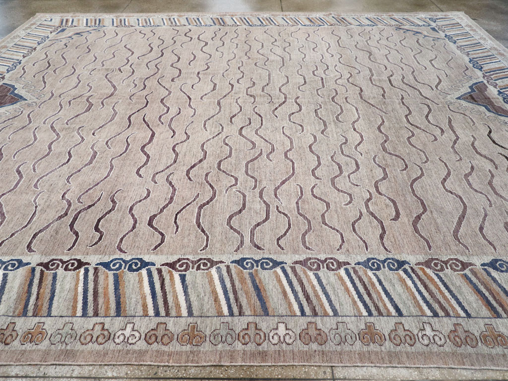 Modern East Turkestan Khotan Large Room Size Carpet, No.32385 - Staging