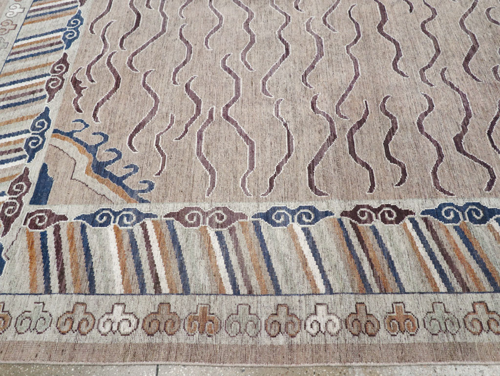 Modern East Turkestan Khotan Large Room Size Carpet, No.32385 - Staging