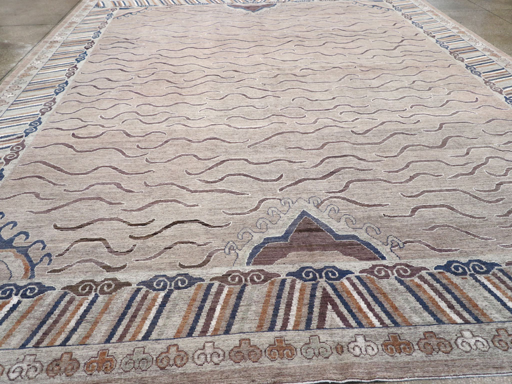 Modern East Turkestan Khotan Large Room Size Carpet, No.32385 - Staging