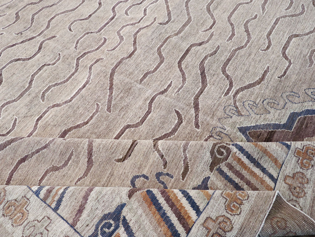 Modern East Turkestan Khotan Large Room Size Carpet, No.32385 - Staging