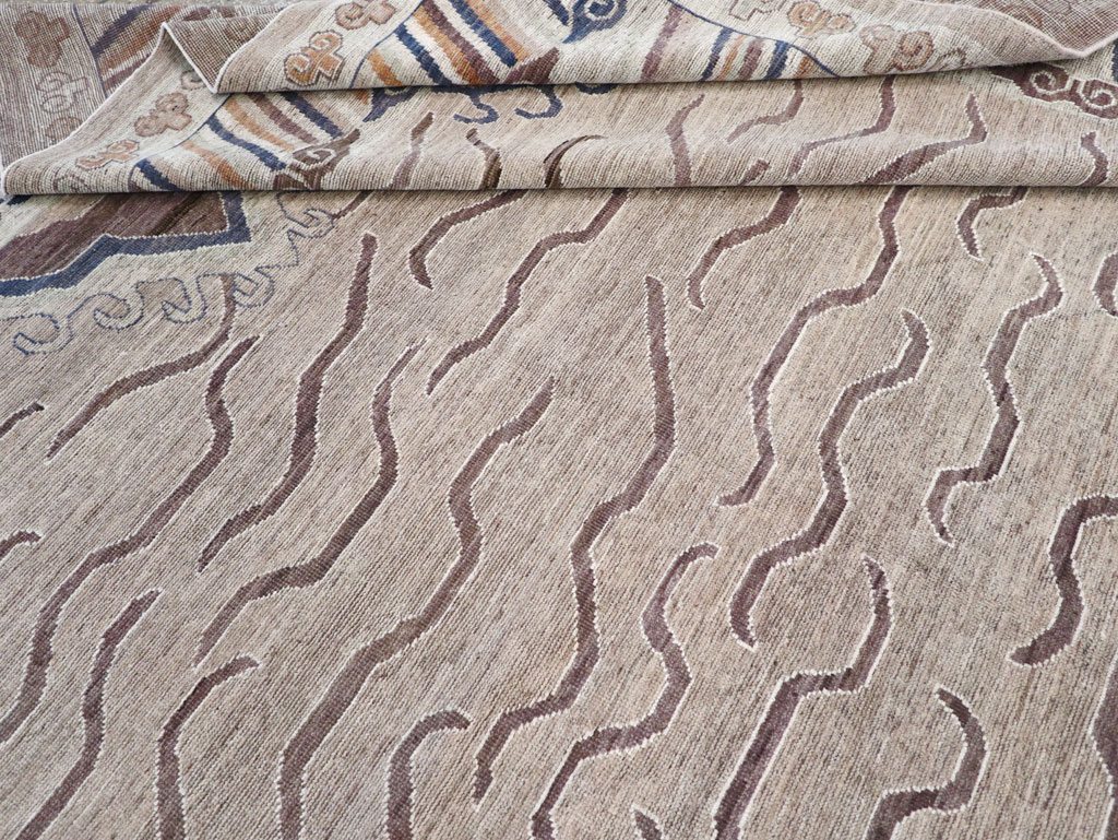 Modern East Turkestan Khotan Large Room Size Carpet, No.32385 - Staging