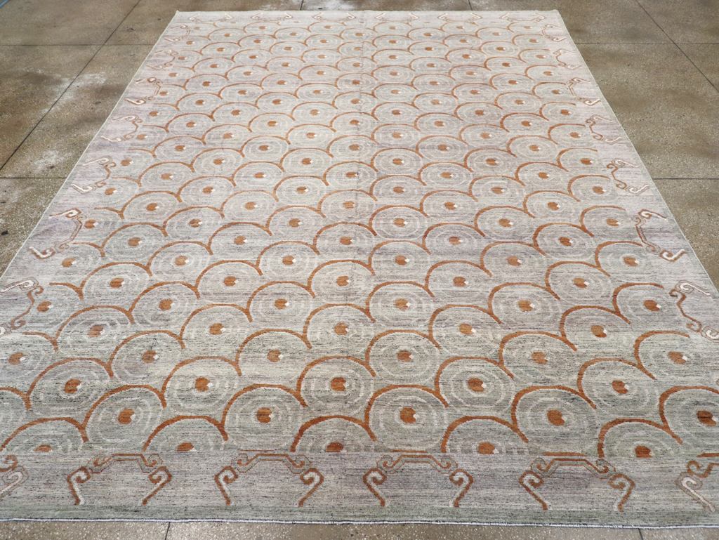 Modern East Turkestan Khotan Room Size Carpet, No.32386 - Staging