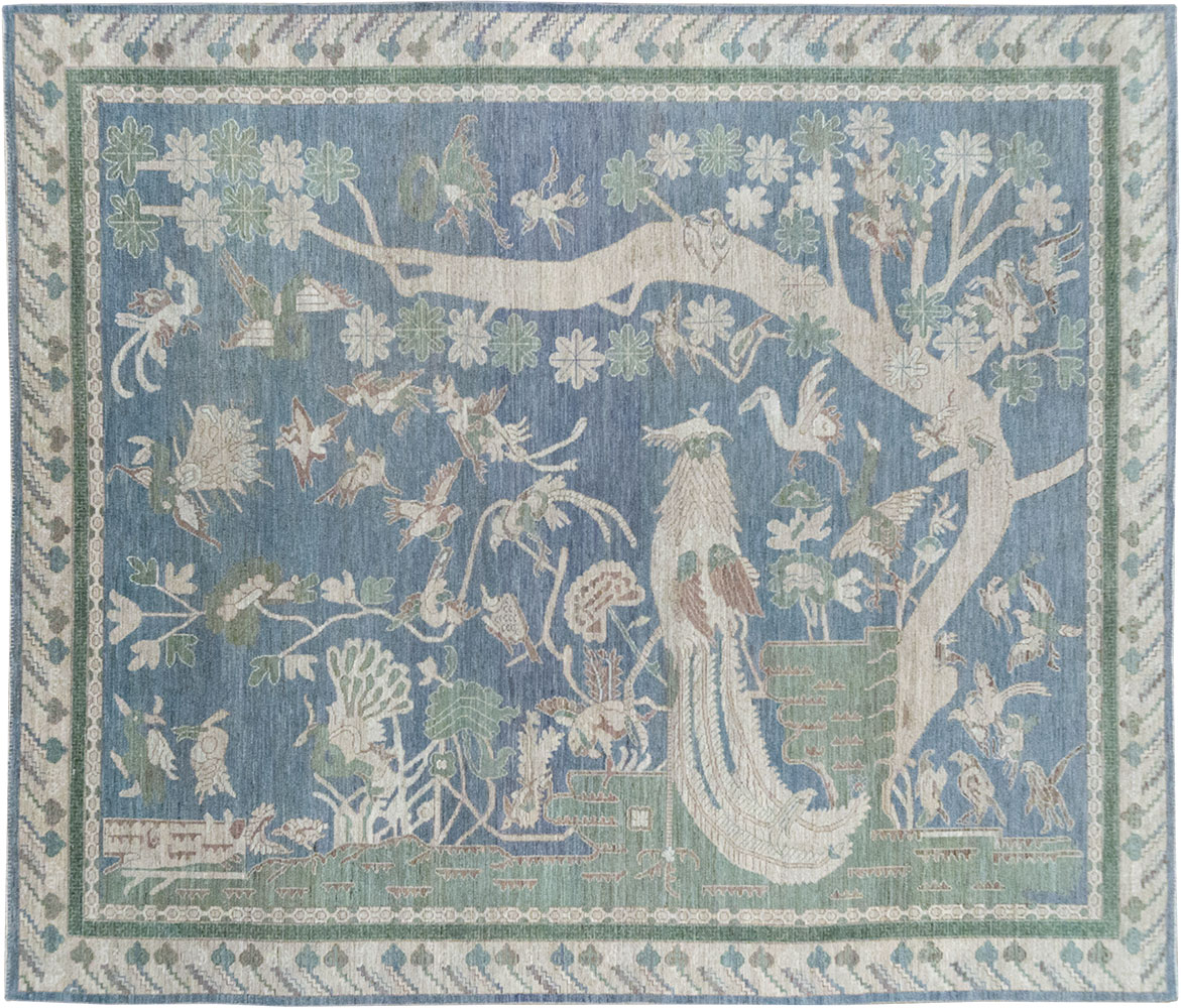 Contemporary East Turkestan Khotan Pictorial Room Size Carpet, No.32387 - Staging