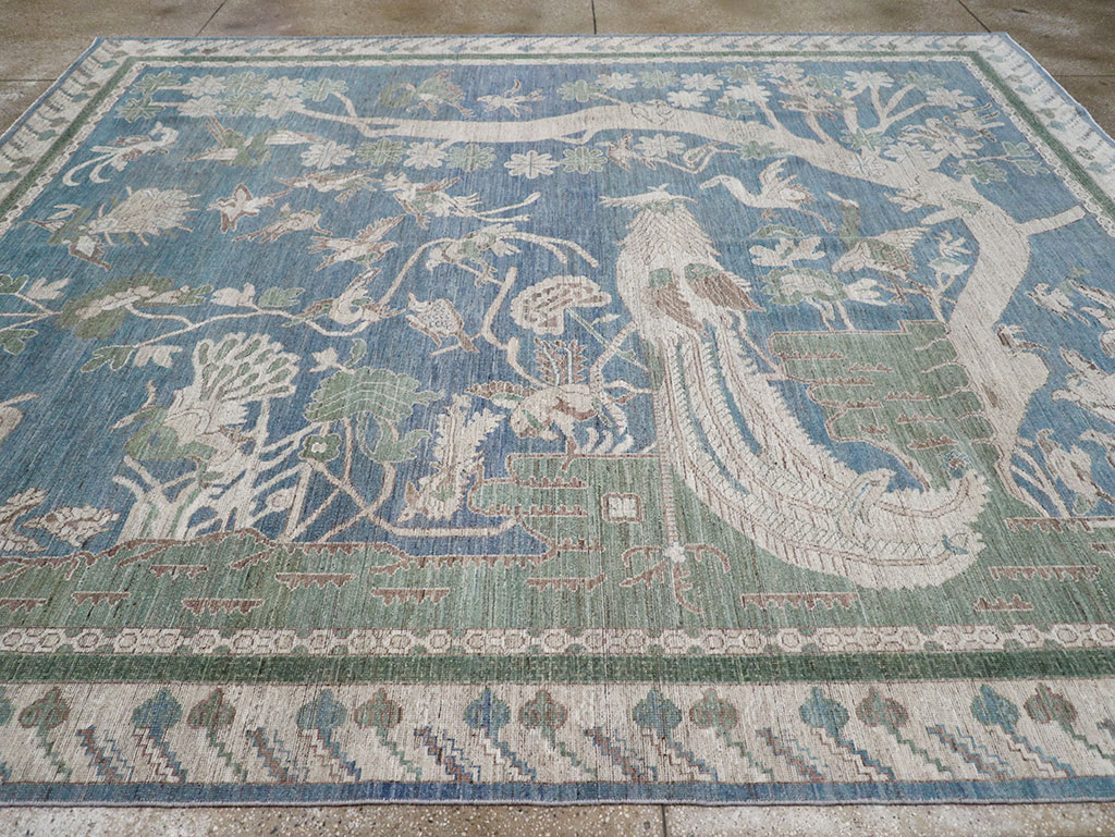 Contemporary East Turkestan Khotan Pictorial Room Size Carpet, No.32387 - Staging