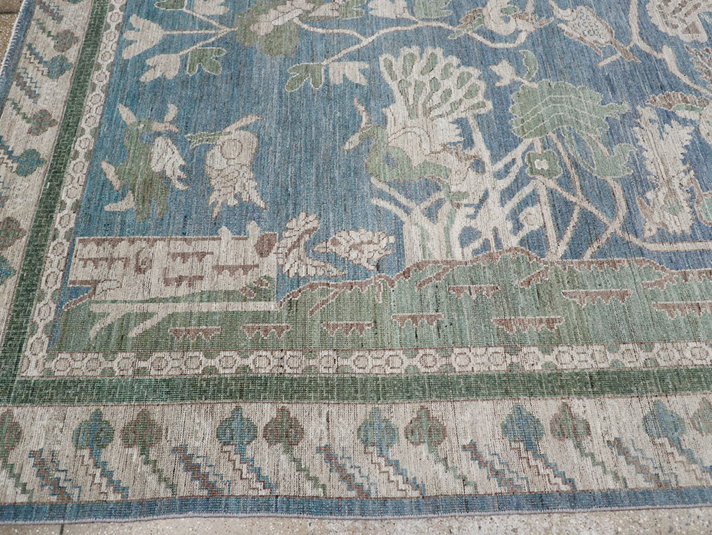 Contemporary East Turkestan Khotan Pictorial Room Size Carpet, No.32387 - Staging