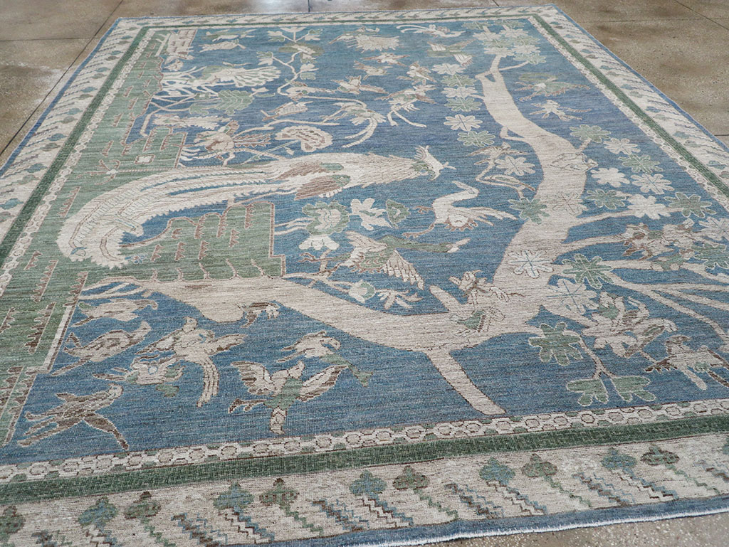 Contemporary East Turkestan Khotan Pictorial Room Size Carpet, No.32387 - Staging