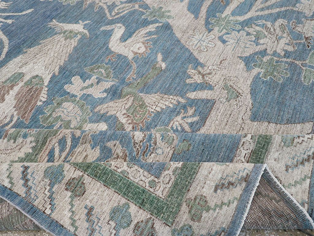 Contemporary East Turkestan Khotan Pictorial Room Size Carpet, No.32387 - Staging