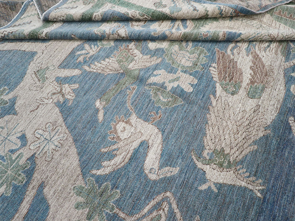 Contemporary East Turkestan Khotan Pictorial Room Size Carpet, No.32387 - Staging