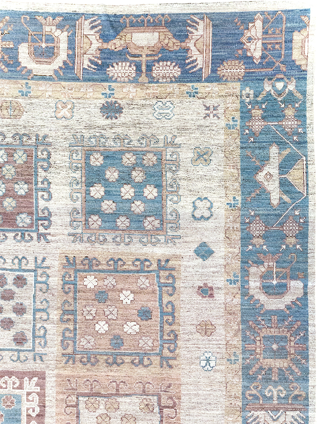 Modern East Turkestan Khotan Room Size Carpet, No.32388 - Staging