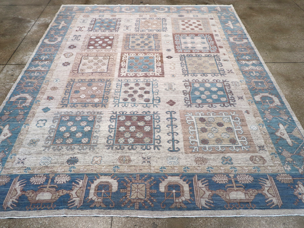 Modern East Turkestan Khotan Room Size Carpet, No.32388 - Staging