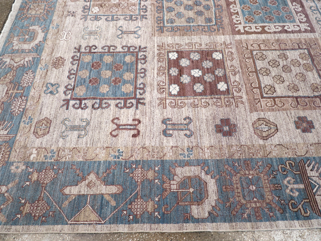 Modern East Turkestan Khotan Room Size Carpet, No.32388 - Staging