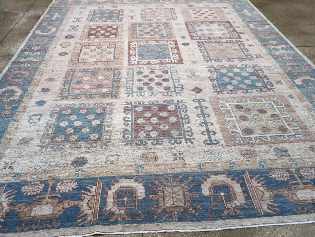 Modern East Turkestan Khotan Room Size Carpet, No.32388 - Staging
