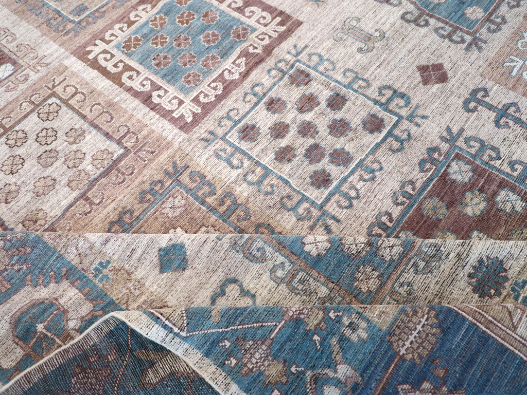 Modern East Turkestan Khotan Room Size Carpet, No.32388 - Staging