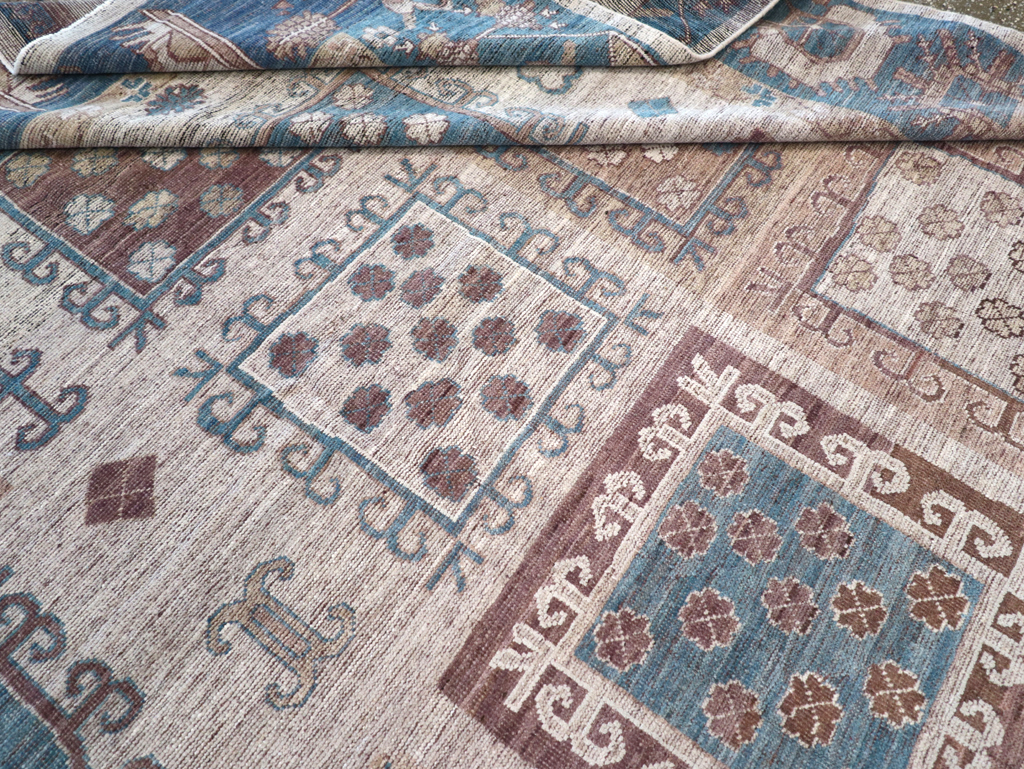 Modern East Turkestan Khotan Room Size Carpet, No.32388 - Staging
