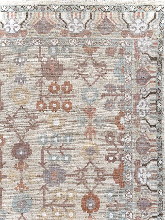 Modern East Turkestan Khotan Room Size Carpet, No.32389 - Staging