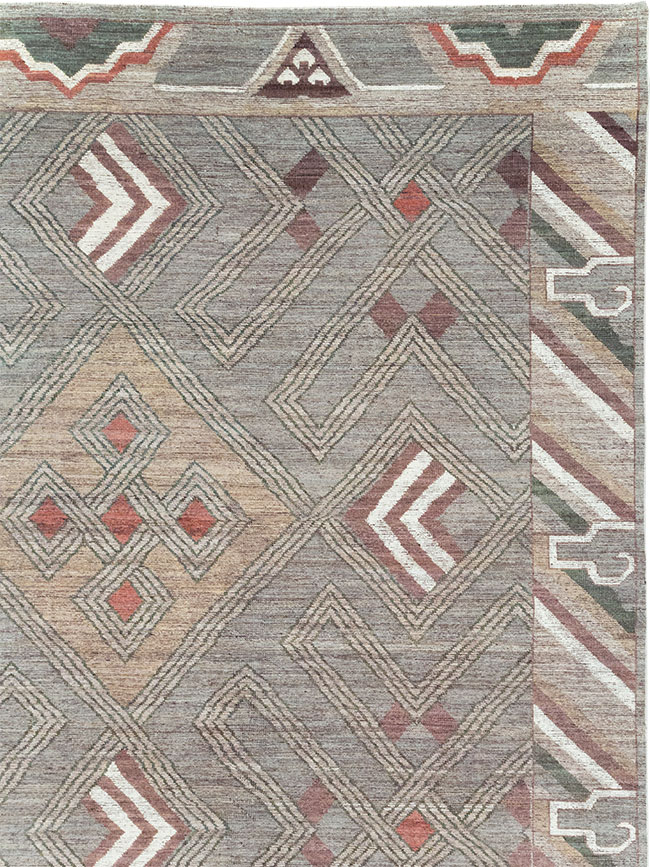 Modern East Turkestan Khotan Square Room Size Carpet, No.32390 - Staging