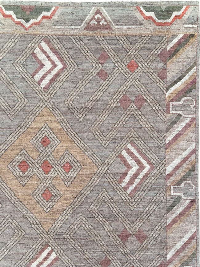 Modern East Turkestan Khotan Square Room Size Carpet, No.32390 - Staging