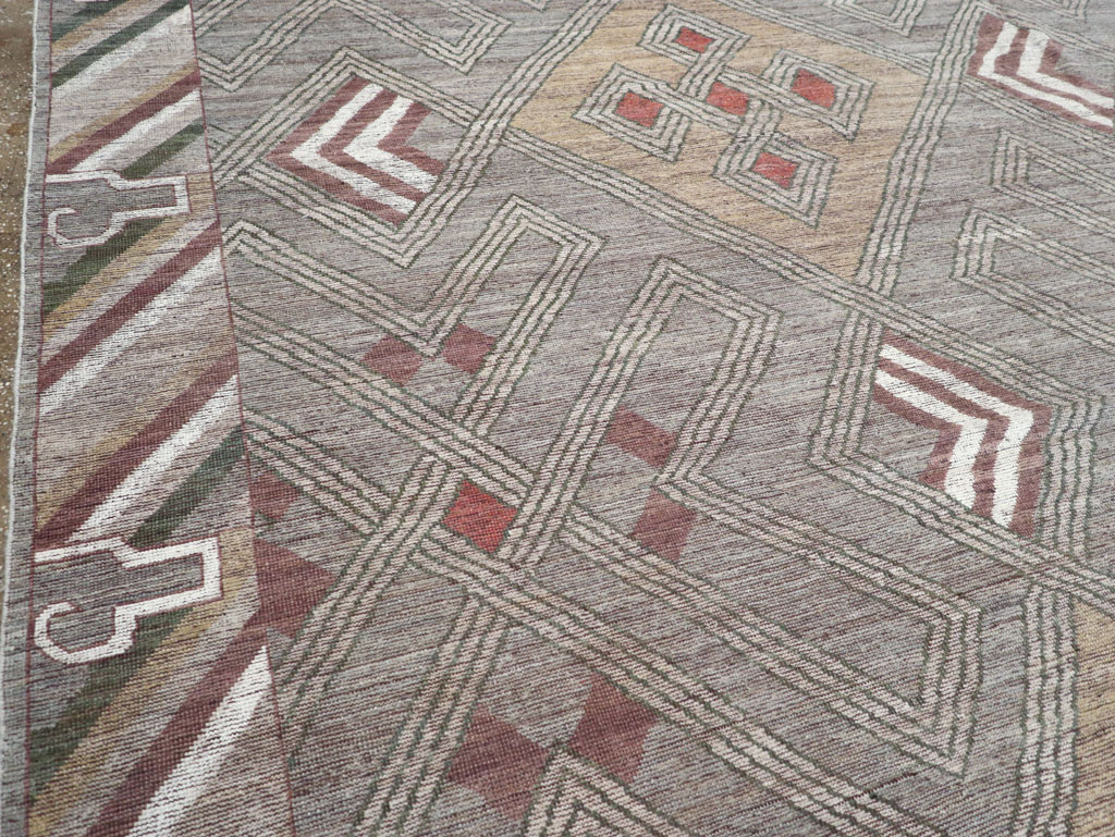 Modern East Turkestan Khotan Square Room Size Carpet, No.32390 - Staging