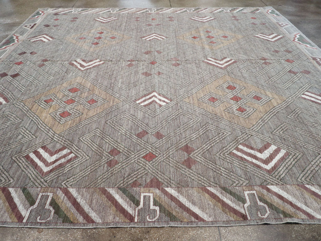 Modern East Turkestan Khotan Square Room Size Carpet, No.32390 - Staging