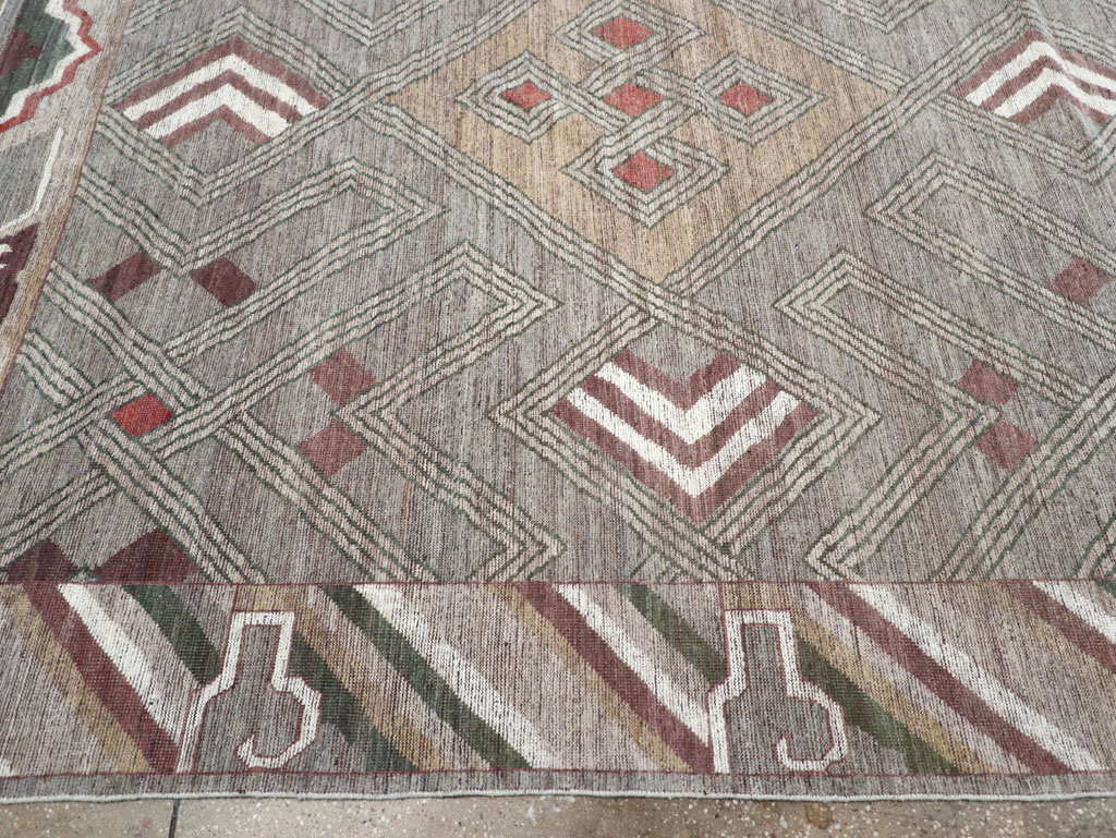 Modern East Turkestan Khotan Square Room Size Carpet, No.32390 - Staging