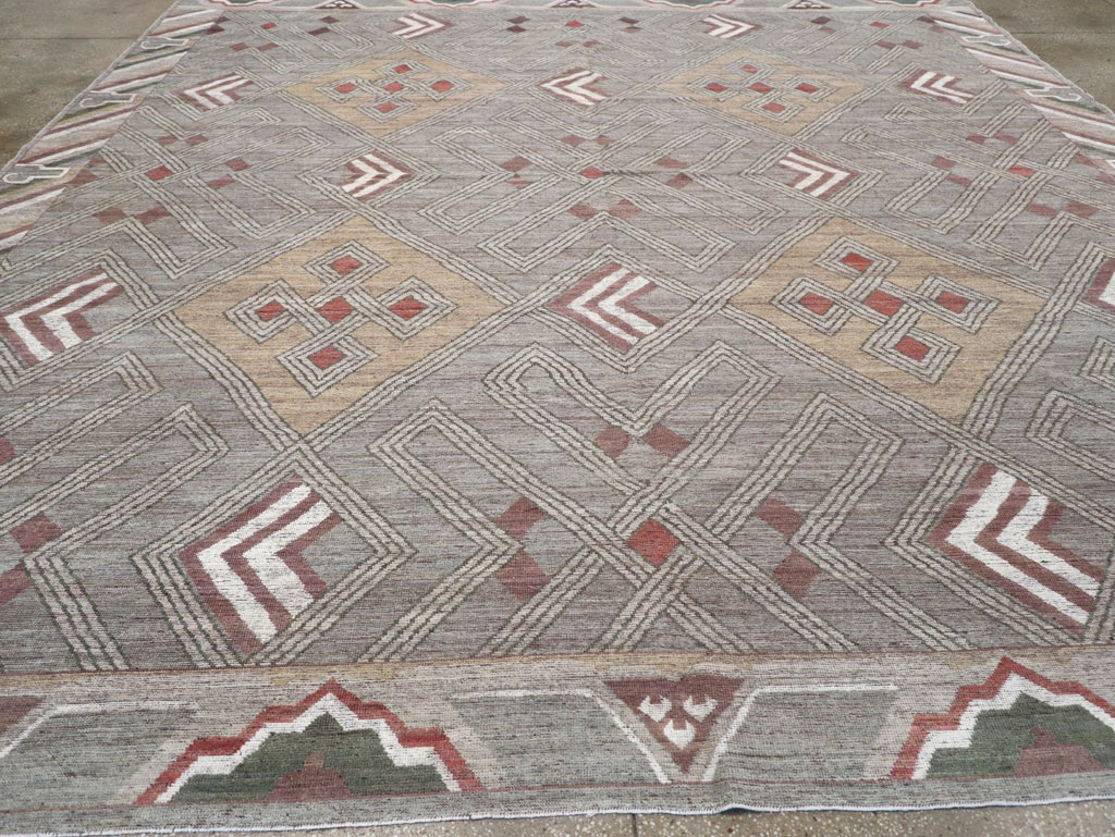 Modern East Turkestan Khotan Square Room Size Carpet, No.32390 - Staging