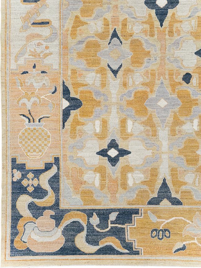 Modern East Turkestan Khotan Room Size Carpet, No.32391 - Staging