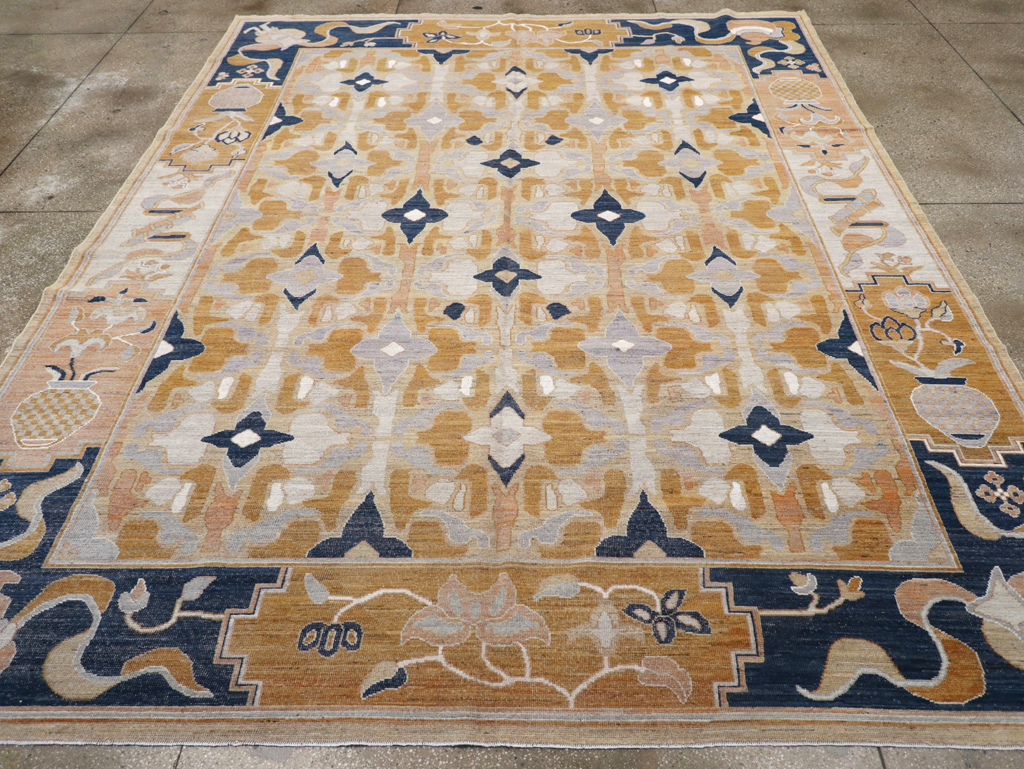 Modern East Turkestan Khotan Room Size Carpet, No.32391 - Staging