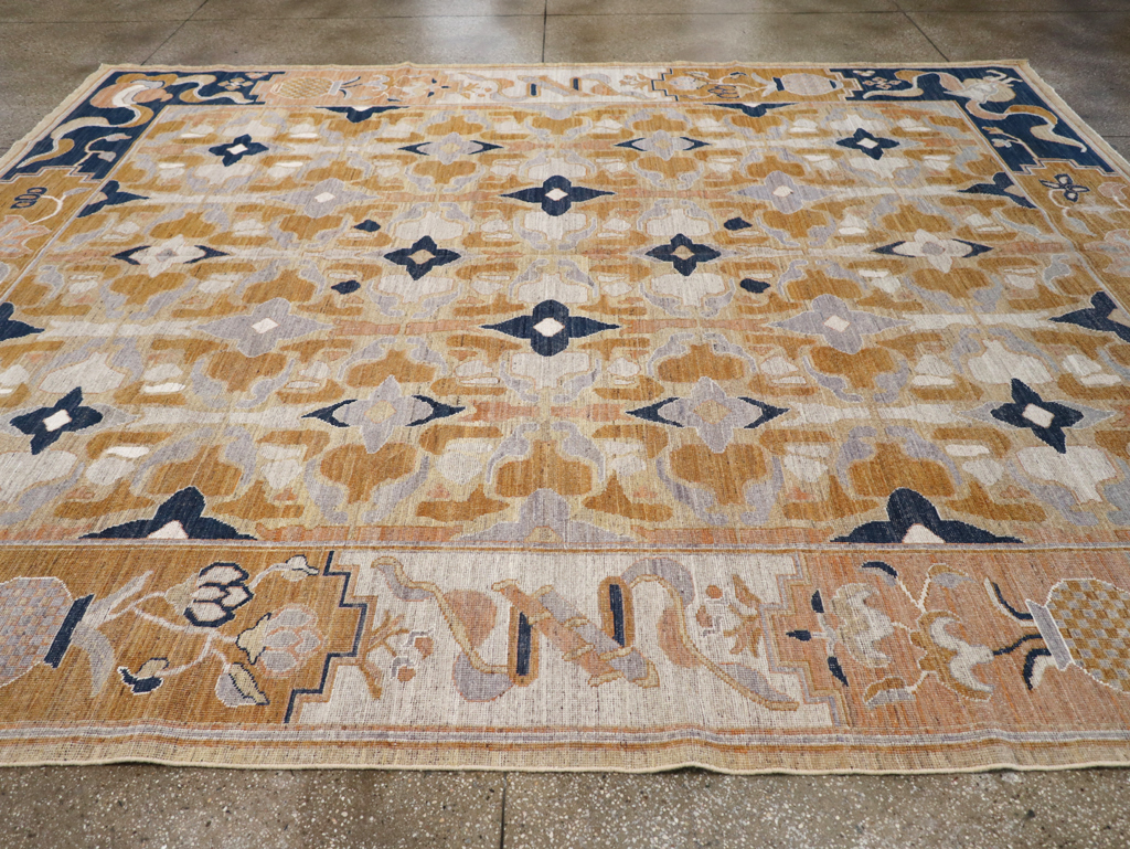 Modern East Turkestan Khotan Room Size Carpet, No.32391 - Staging