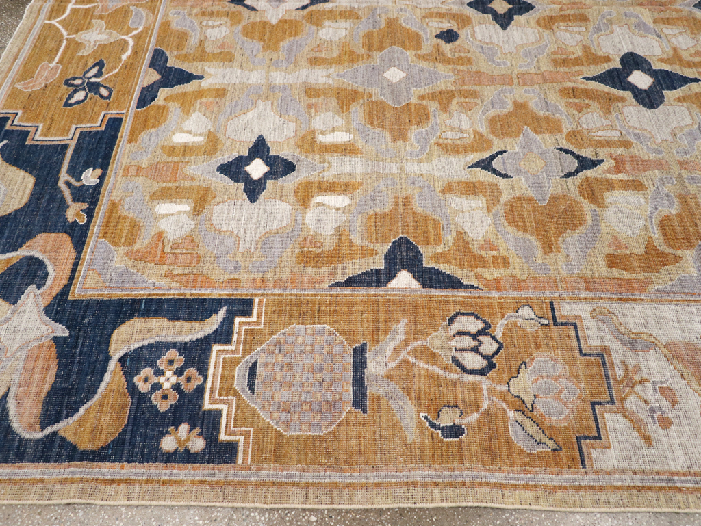 Modern East Turkestan Khotan Room Size Carpet, No.32391 - Staging