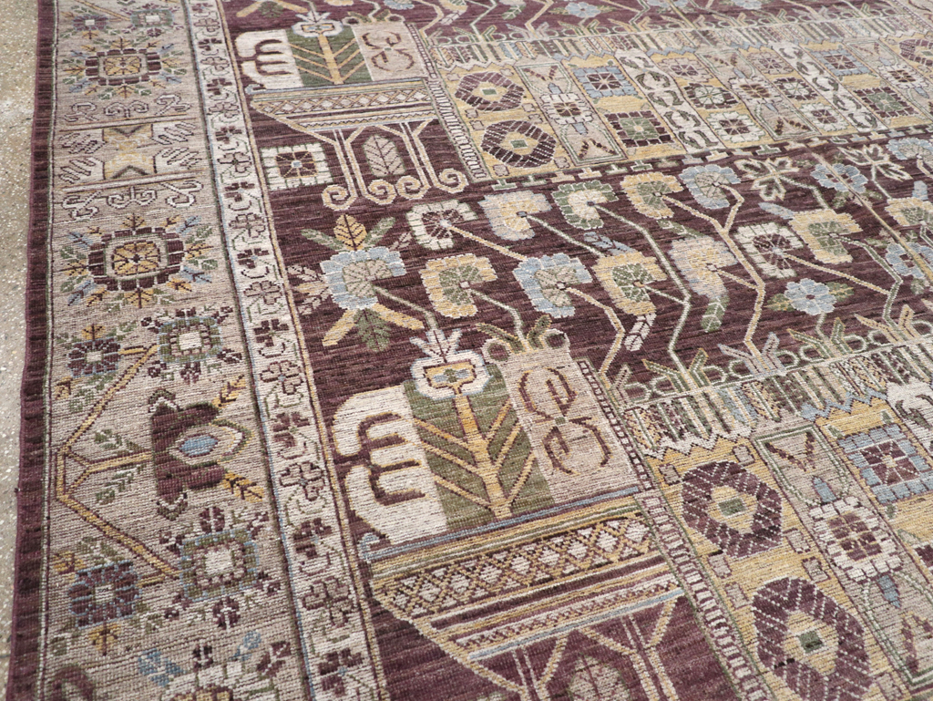 Modern East Turkestan Vase Khotan Room Size Carpet, No.32392 - Staging