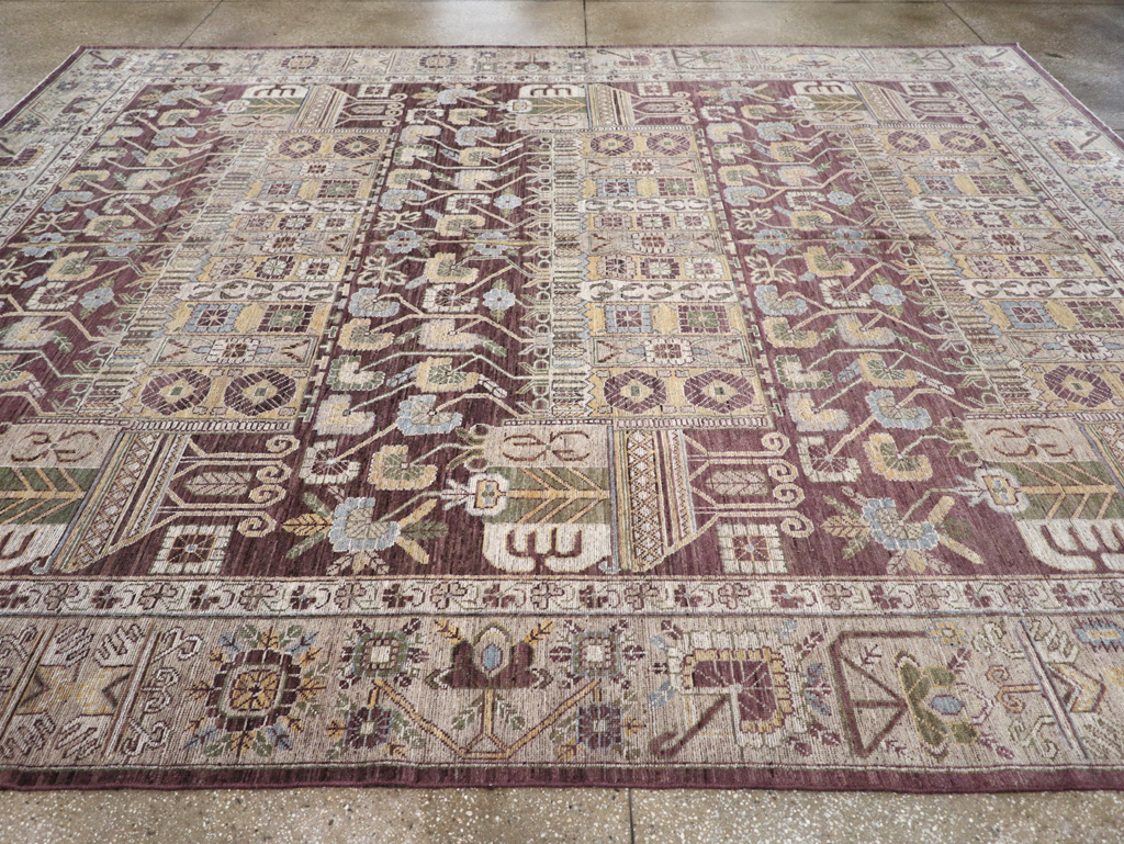 Modern East Turkestan Vase Khotan Room Size Carpet, No.32392 - Staging