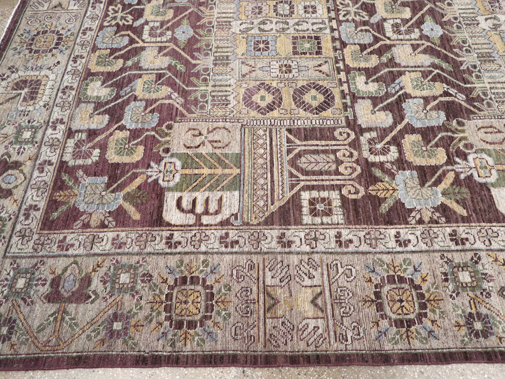 Modern East Turkestan Vase Khotan Room Size Carpet, No.32392 - Staging
