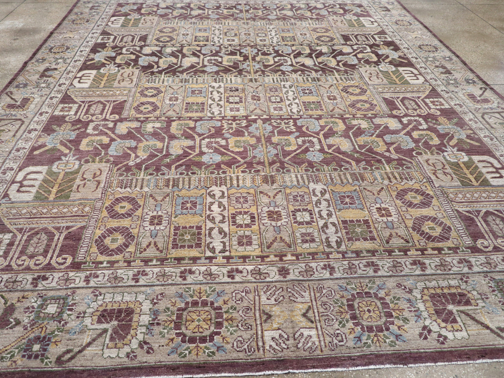 Modern East Turkestan Vase Khotan Room Size Carpet, No.32392 - Staging