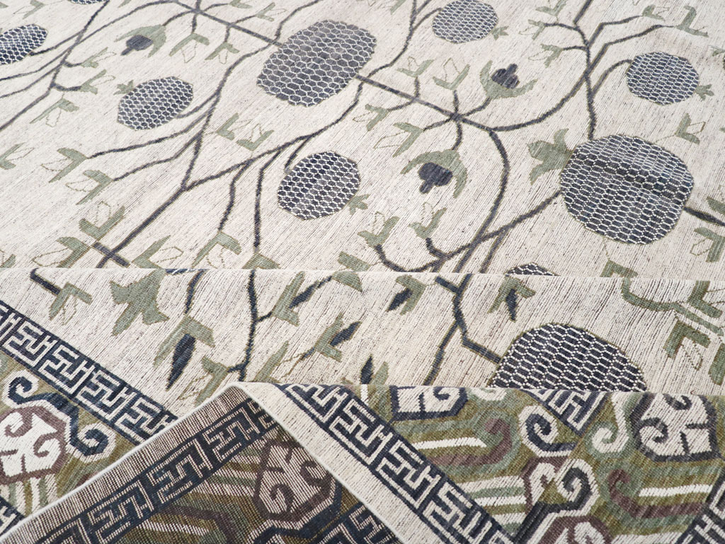 Modern East Turkestan Khotan Square Room Size Carpet, No.32393 - Staging