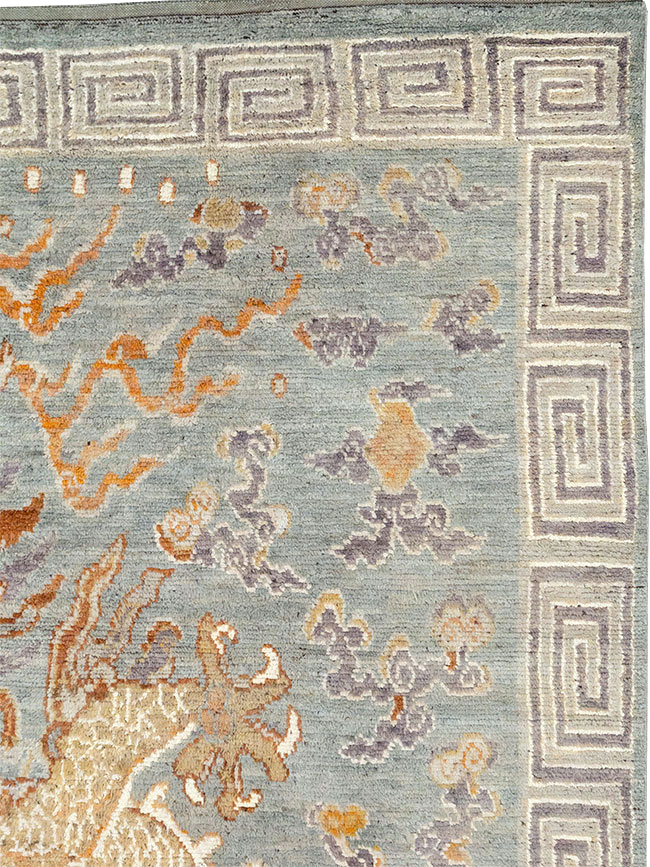Contemporary East Turkestan Khotan Pictorial Room Size Carpet, No.32396 - Staging