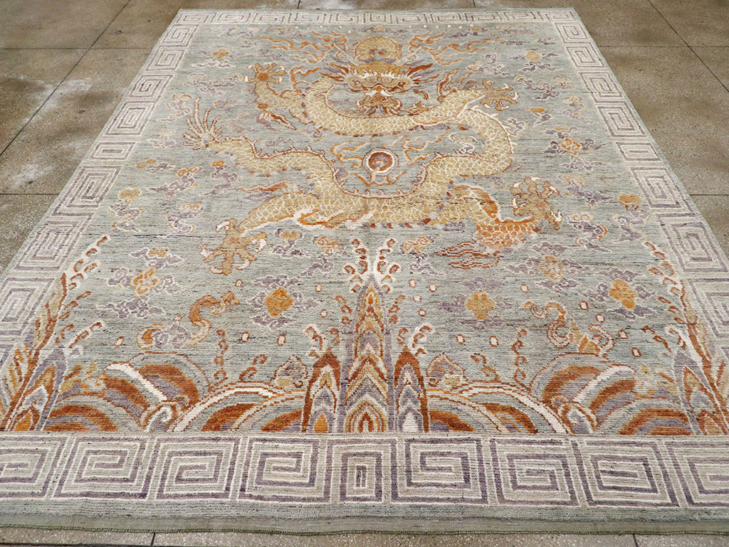 Contemporary East Turkestan Khotan Pictorial Room Size Carpet, No.32396 - Staging