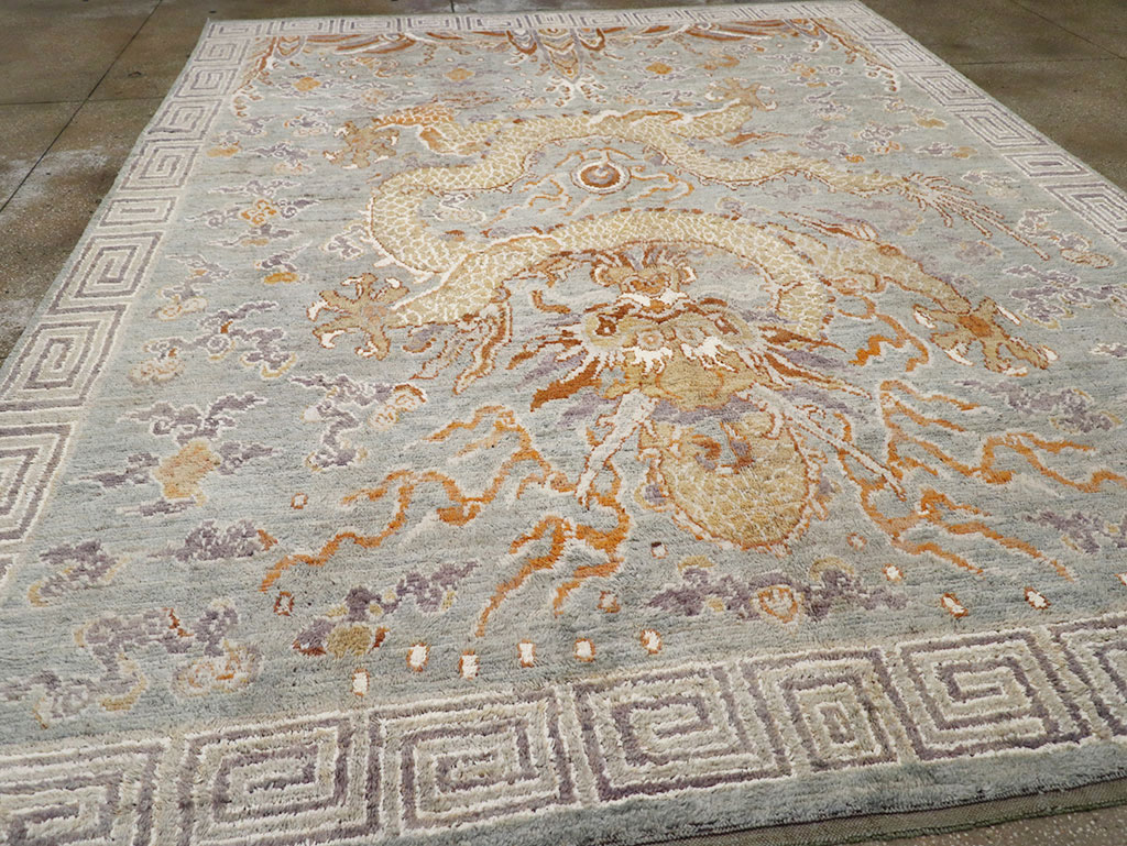 Contemporary East Turkestan Khotan Pictorial Room Size Carpet, No.32396 - Staging