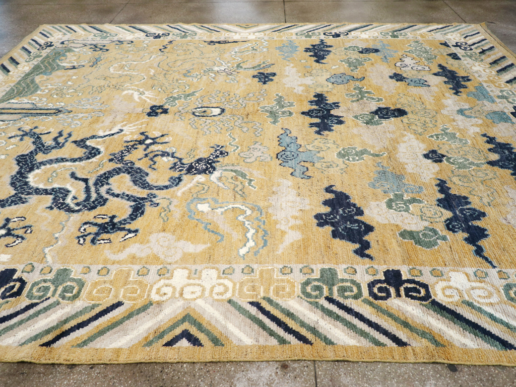 Modern East Turkestan Pictorial Khotan Room Size Carpet, No.32398 - Staging