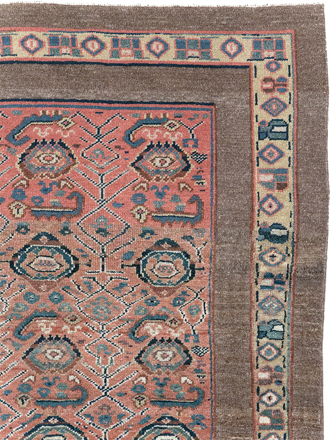 Antique Persian Serab Square Accent Rug, No.32399 - Staging