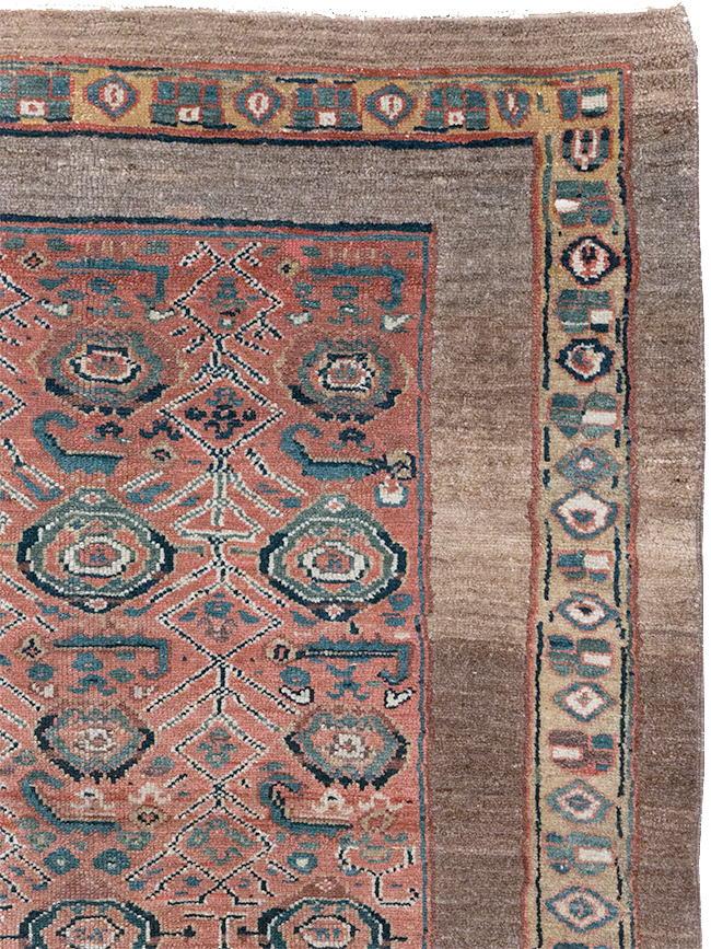 Antique Persian Serab Square Accent Rug, No.32399 - Staging