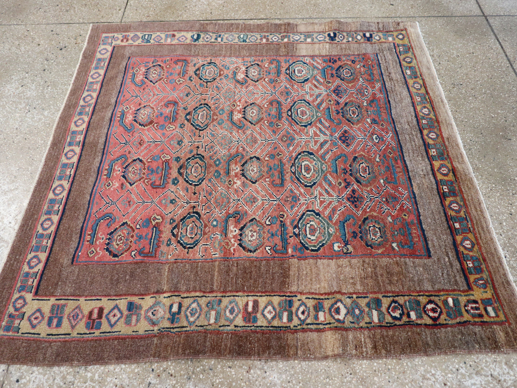 Antique Persian Serab Square Accent Rug, No.32399 - Staging