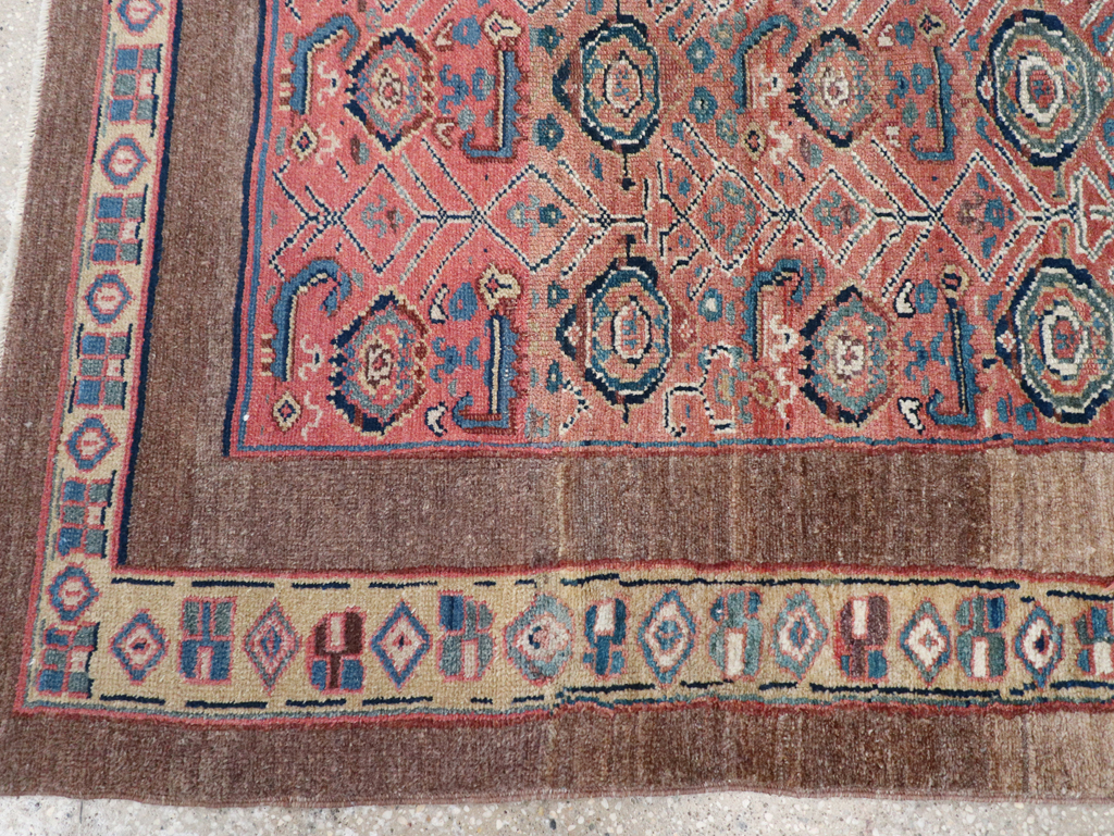 Antique Persian Serab Square Accent Rug, No.32399 - Staging