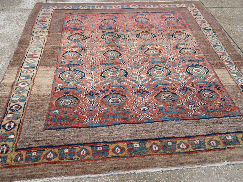 Antique Persian Serab Square Accent Rug, No.32399 - Staging
