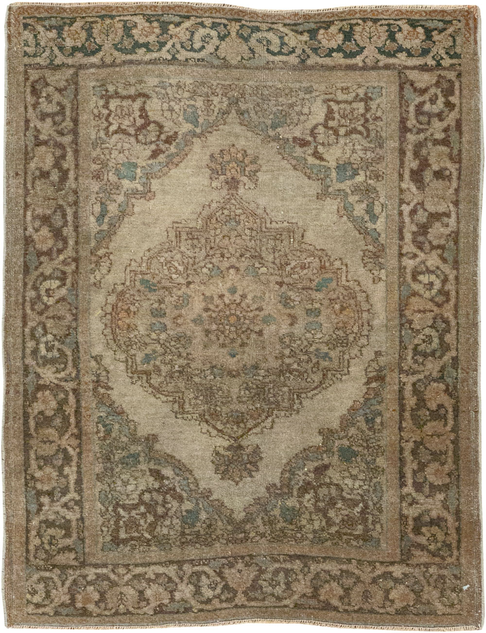 Antique Persian Tabriz Throw Rug, No.32400 - Staging